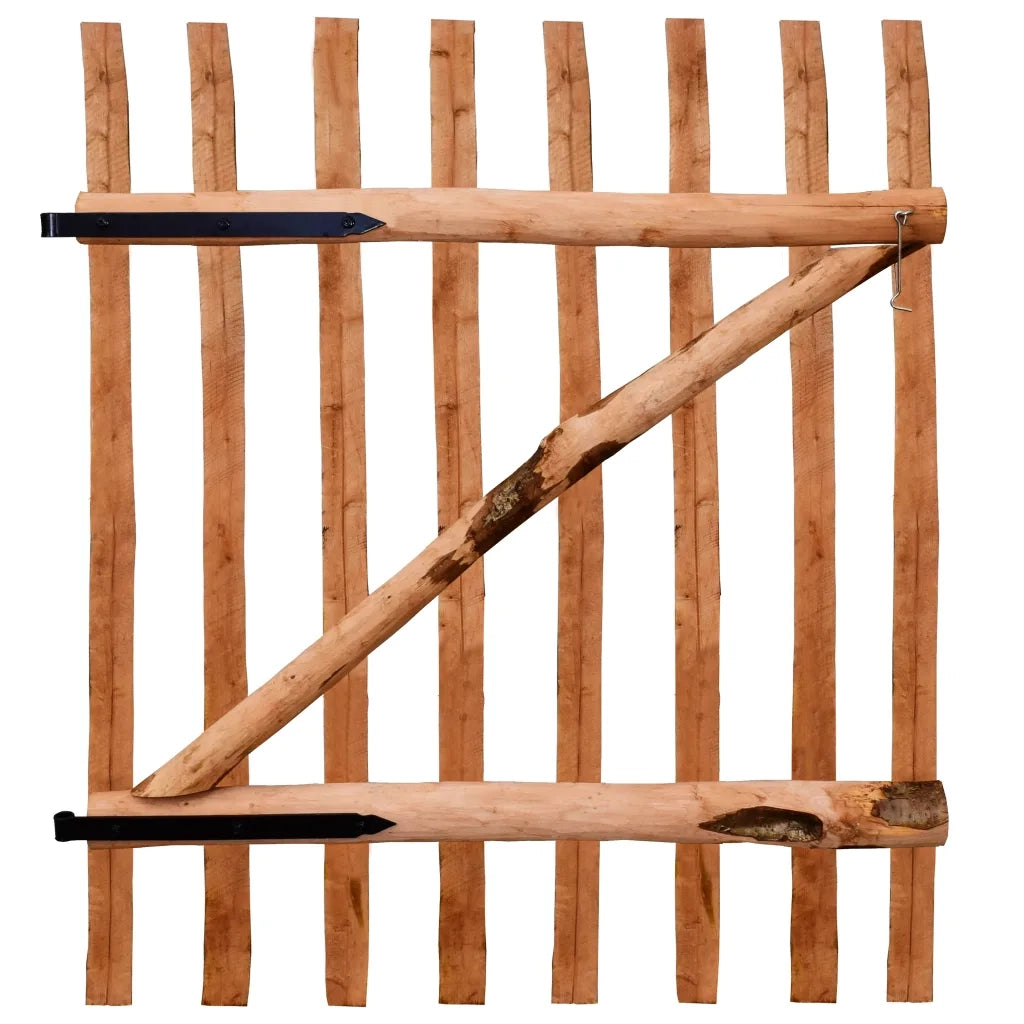 Cancello Singolo Recinzione Legno Nocciolo Impregnato 100x120cm 142597