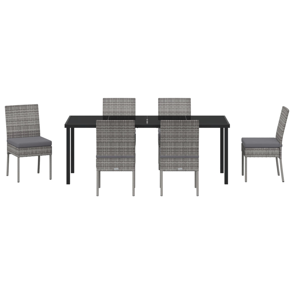 Set da Pranzo da Giardino 7 Pezzi Grigio Polyrattan
