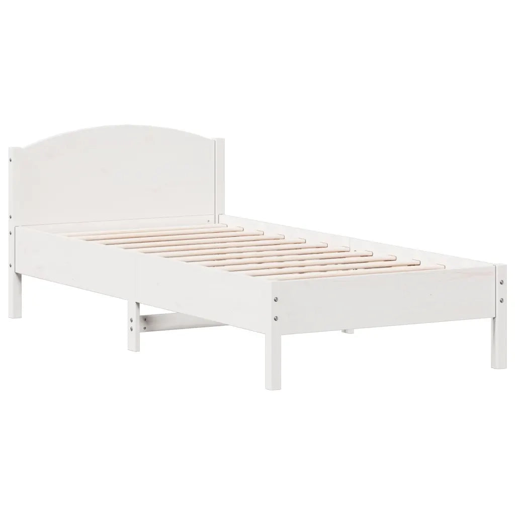 Letto senza Materasso Bianco 90x200 cm Legno Massello di Pino 842619
