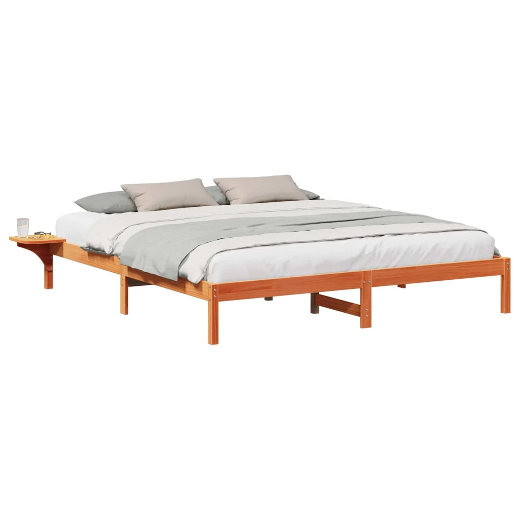 Struttura del letto-Giroletto Marrone cerato 200 x 200 cm Pino massello 719348