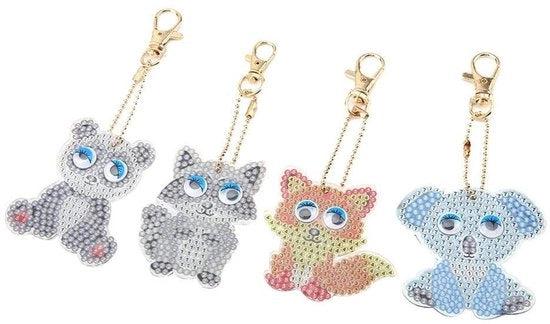 Set di appoggio chiave con design di animali cartoon - decorazione con vernice - accessori per bambine/donne - progetto DIY creativo - ideale per borse