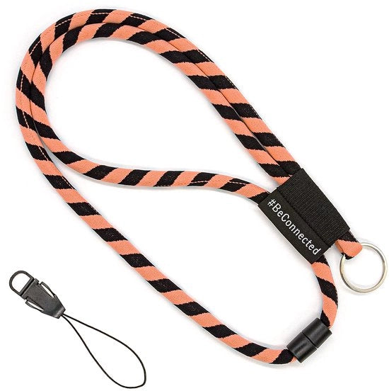 Lanyard lunga (nero corallino - 45cm) - Portachiavi con anello per chiave, laccio rimovibile e chiusura di sicurezza - Lanyard per uomini, donne, bambine, bambini (corallo)