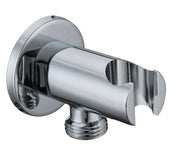 Presa d'acqua tonda con supporto per doccetta in ottone cromato rosone 59507