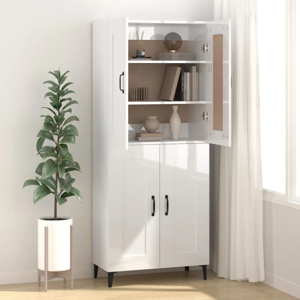 Credenza-Buffet-Armadio da cucina 69,5x34x90 cm in Legno Multistrato Bianco Lucido 266137