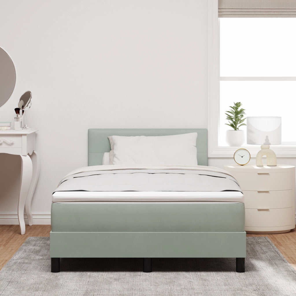Letto a Box Spring con Materasso e LED Grigio Chiaro 120x190 cm Velluto
