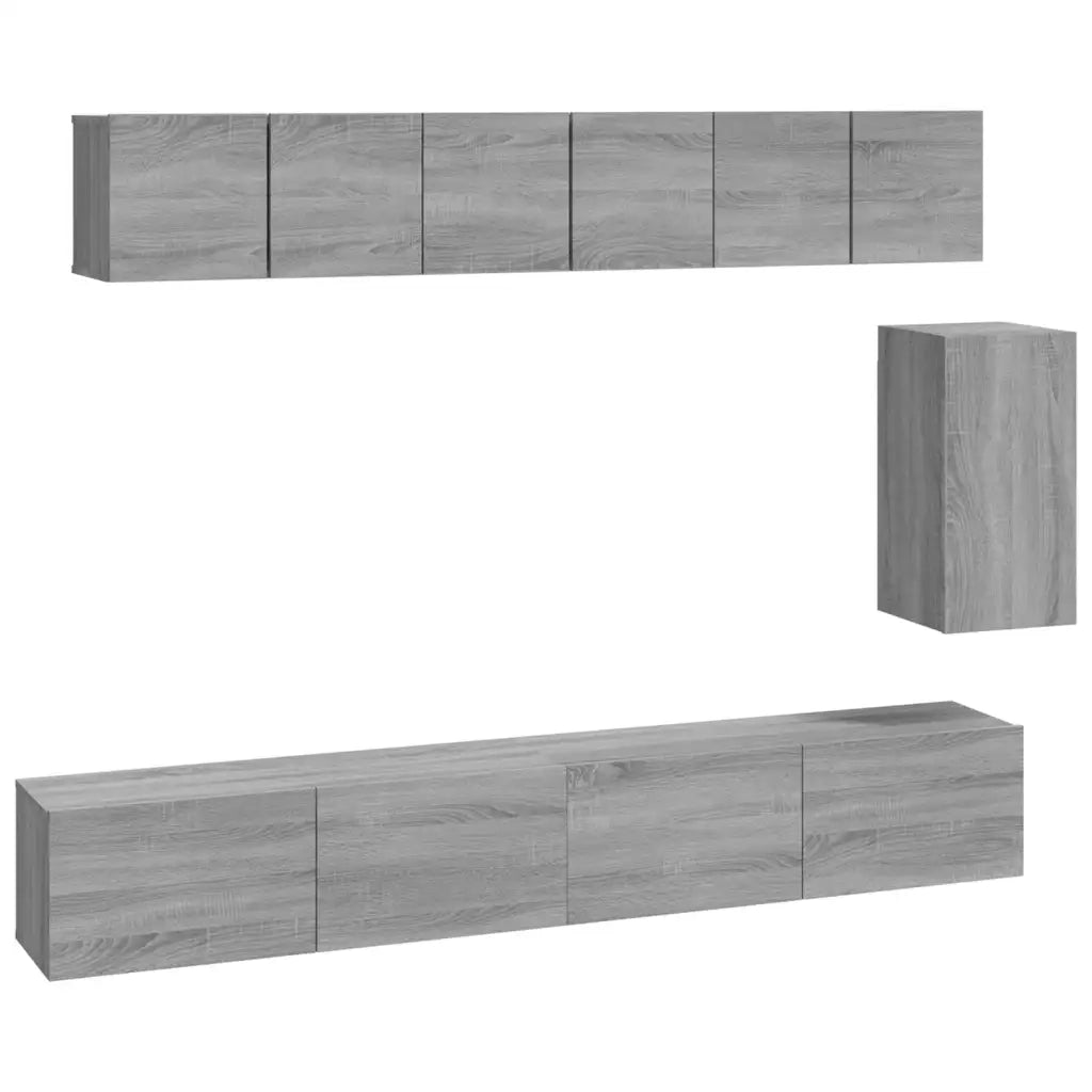 Set di Mobili Porta TV 6 pz Grigio Sonoma in Legno Multistrato cod mxl 26369