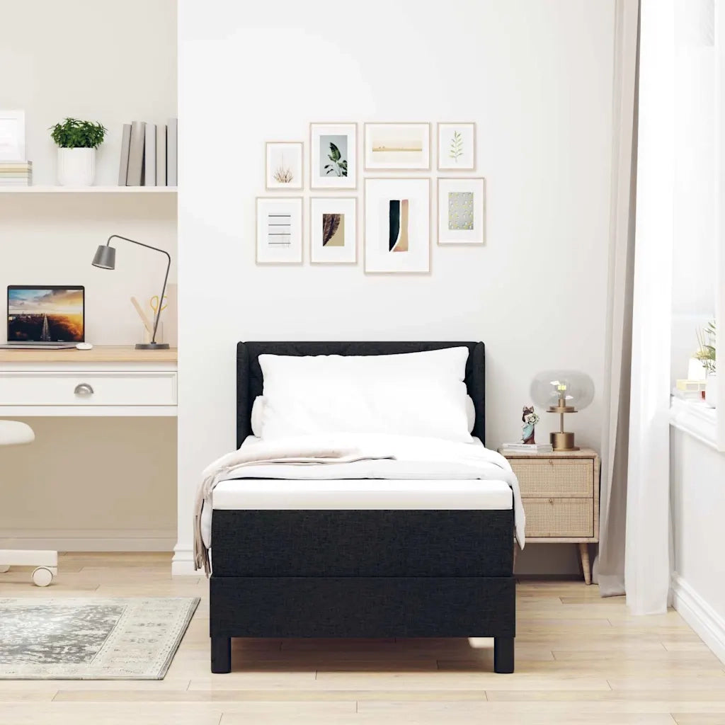 Letto a molle con testiera Nero 200 x 80 cm Tessuto 3341134