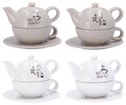 1 Pezzo Teiera con Tazza in Ceramica 2 Colori e 2 Decori Disponibili