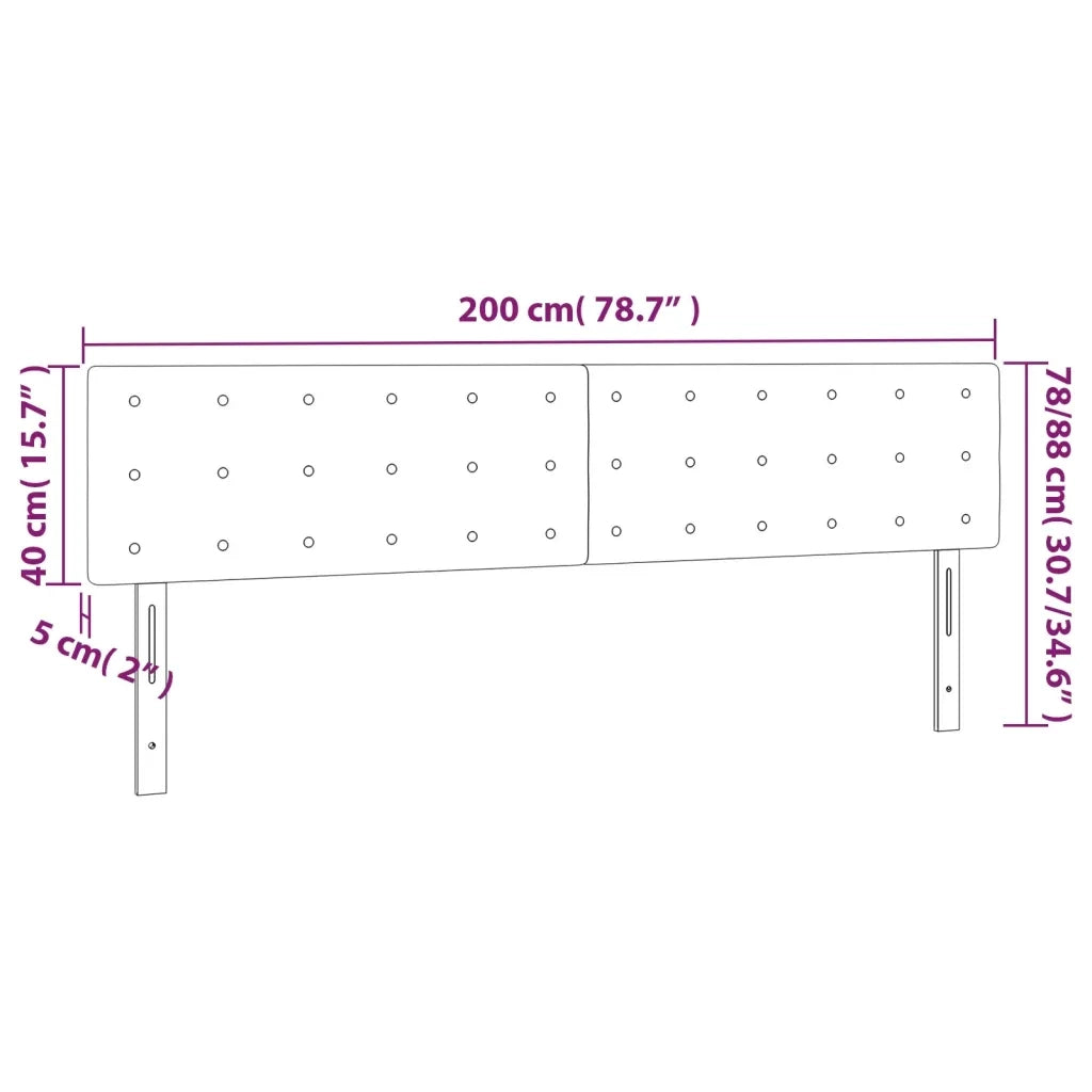Testiera a LED-Testata con LED Crema 200x5x78/88 cm in Tessuto 664328