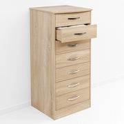 Cassettiera 7 Cassetti Multiuso Settimino Moderno Salvaspazio in Legno Mdf 116cm Quercia