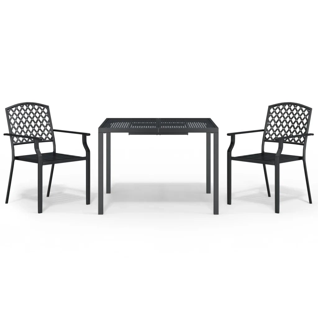 vidaXL Set da Pranzo da Giardino 3 pz in Acciaio Antracite