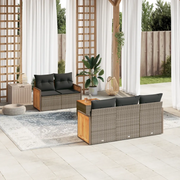 Set Divano da Giardino 6 pz con Cuscini Grigio in Polyrattan