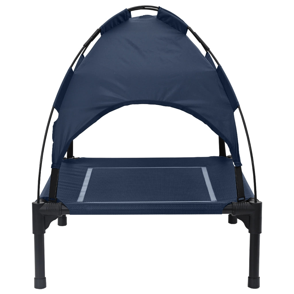 Letto rialzato per cani con tetto removibile blu navy in acciaio