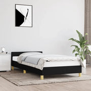 Giroletto con Testiera senza Materasso-Struttura Letto Nero 90x200 cm Tessuto
