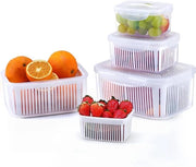 Contenitori per conservazione frutta e verdura - Set di 4 - Microonde sicuri - Senza BPA - Contenitori per frigorifero e cucina - Colapasta per insalata di lattuga e frutta