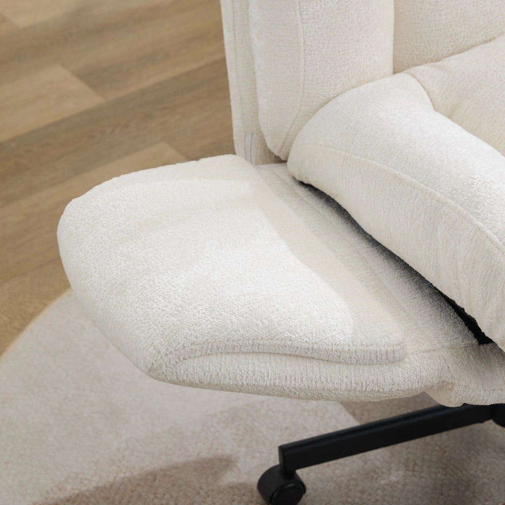 Sedia da Ufficio Girevole in Chenille ¨C MINIMAL ¨C Beige, Braccioli Regolabili, Seduta Imbottita