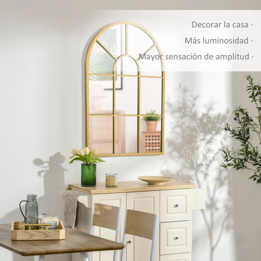 Specchio Decorativo da Parete 50x70cm ¨C Xylo ¨C Stile Finestra Metallo Dorato per Soggiorno Camera Ingresso