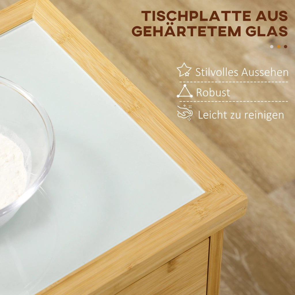 Carrello da Cucina in Bamb¨´ ¨C zephmum ¨C 2 Cassetti, 1 Anta, 2 Ripiani, Naturale