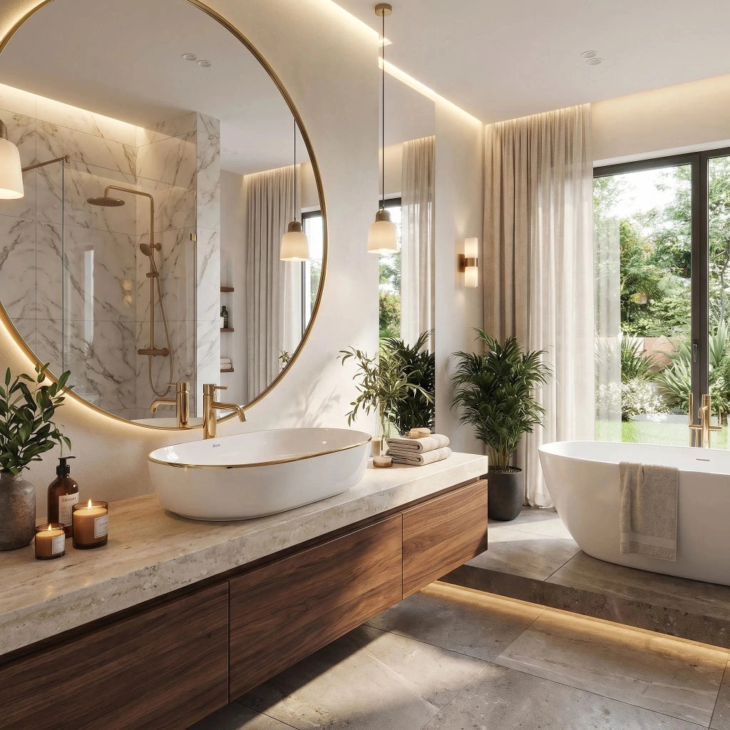 Lavabo Da Appoggio In Ceramica Rea Cleo White Gold Edge