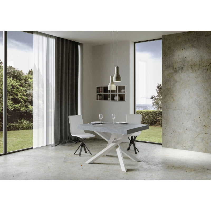 Tavolo allungabile 130/390x90 cm Volantis telaio Bianche - Cemento