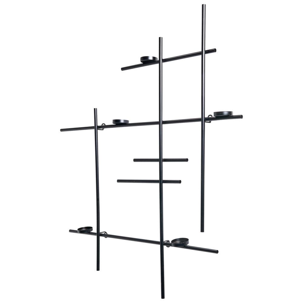 Portacandele da parete in metallo nero 60 cm Moderna decorazione centrotavola