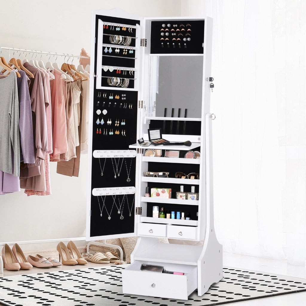 Cassettiera da Toeletta con Specchio e Luci LED ¨C zephmum ¨C 45x36x150cm