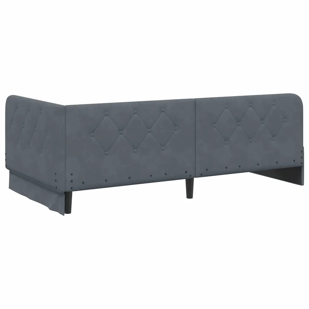 Cornice del letto ad angolo Grigio scuro 90 x 190 cm Velluto