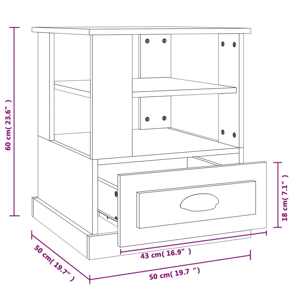 Tavolino Grigio Cemento 50x50x60 cm in Legno Multistrato 816412