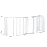 Cancellino per Cani Regolabile e Pieghevole 300x74,5 cm con Chiusura Automatica e Blocco in Metallo e Plastica Bianco