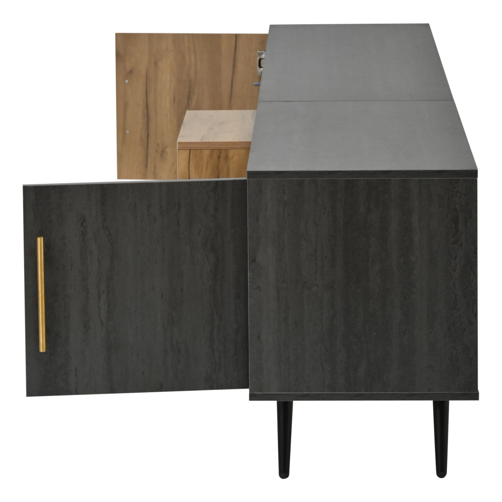 Mobile TV elegante - Zephmum - 200x40x55.5 cm - Legno scuro e venatura