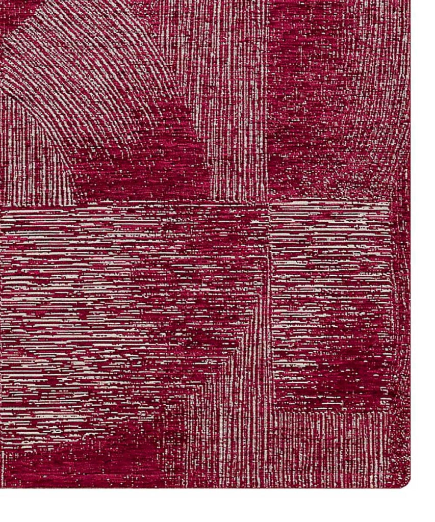 Tappeti Arredo GRAFFIO ROSSO MAGENTA salotto soggiorno camera, disegno geometrico con linee stile astratto, multiuso lavabile antiscivolo cm.65x110 (Coppia)