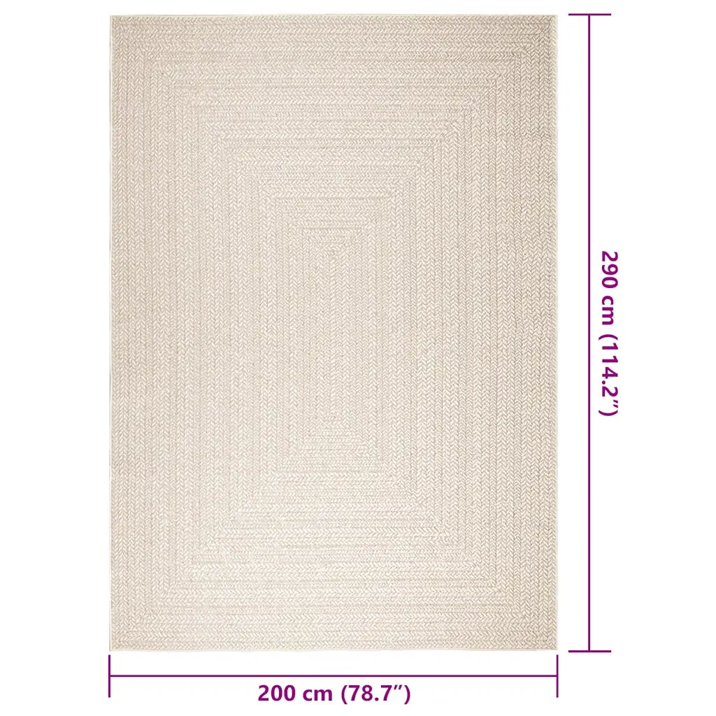 vidaXL Tappeto ZIZUR Crema 200x290 cm Aspetto Iuta Interni ed Esterni