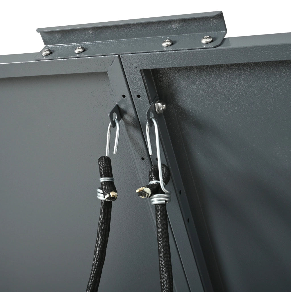 Box per bidoni rifiuti a 2 scomparti con coperchio idraulico; 132x80x118;5 cm; acciaio grigio effetto legno