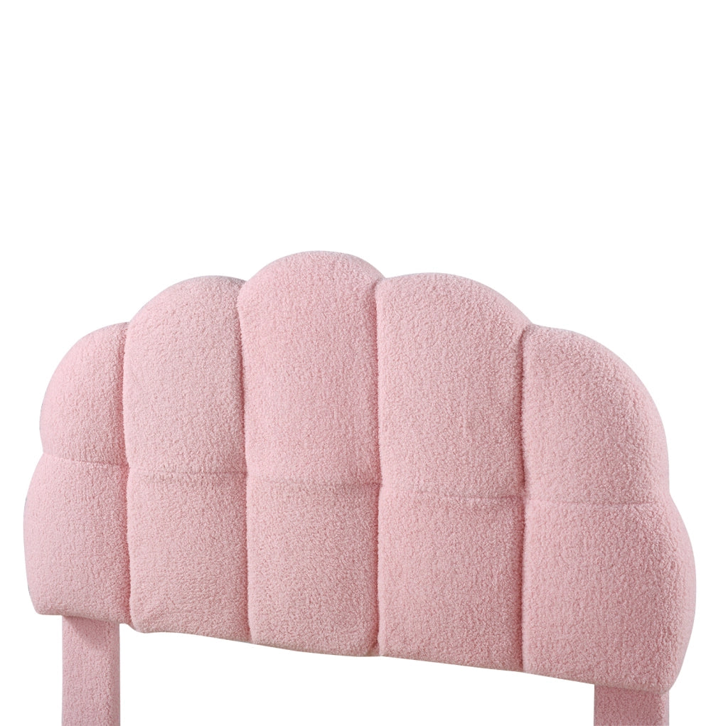 Letto singolo 90x200 cm con testiera regolabile; boucl茅; rosa