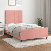 Giroletto con Testiera-Struttura Letto con testiera Rosa 120x200 cm in Velluto 244847