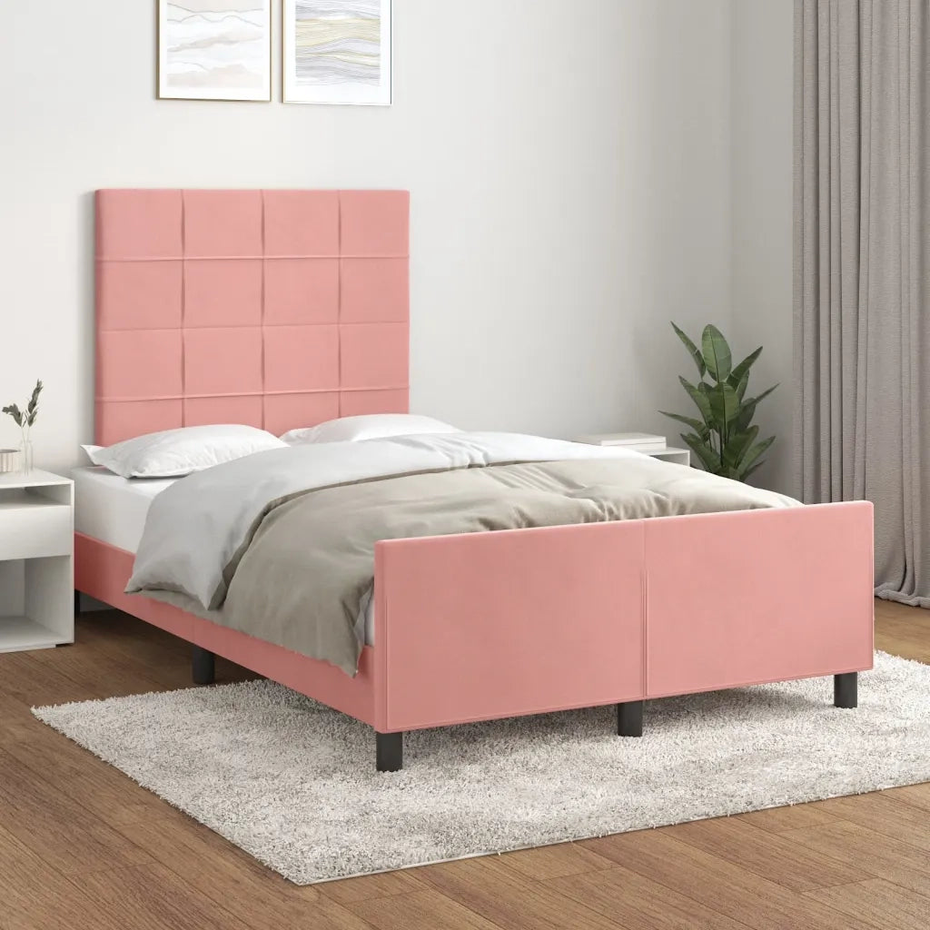 Giroletto con Testiera-Struttura Letto con testiera Rosa 120x200 cm in Velluto 244847