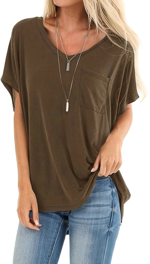 T-shirt Donna Estate - Marrone - Taglia S - Maniche Corte - Leggero - Comfortevole Cintura - T-shirt
