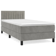 Letto singolo | Letto per adulti | Giroletto a Molle con Materasso Grigio Chiaro 80x200 cm Velluto