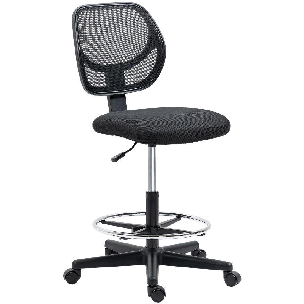 Sedia da ufficio ergonomica girevole con altezza regolabile poggiapiedi e schienale in rete nera