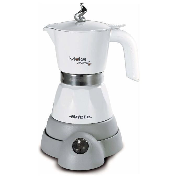 Ariete 1358 Moka Aroma - Moka elettrica 2/4 tazze - Autospegnimento - Mantenimento temperatura per 30' - 400 Watt - Bianco