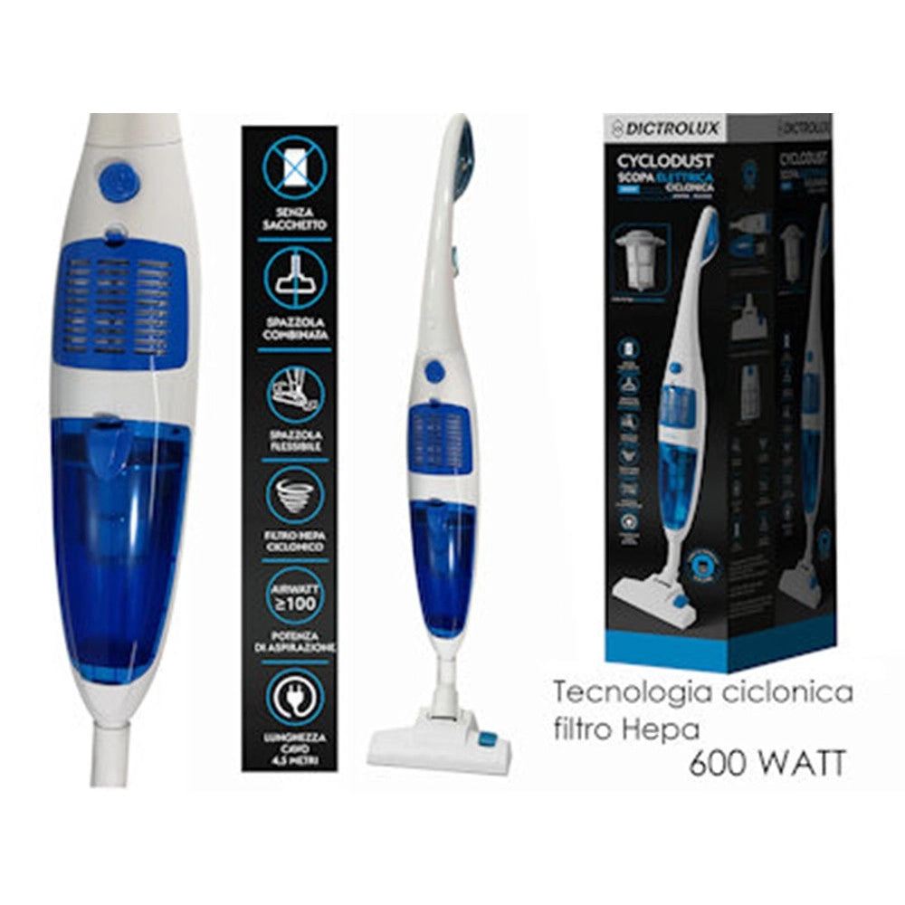 Trade Shop - Scopa Elettrica Ciclonica Aspirapolvere Cyclodust 600w Capacità 0,8lt Con Filtro Hepa -