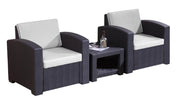 Le Stelle Set Salotto da Giardino in Polyrattan da 3 Pezzi, 2 Poltrone da Esterno, Tavolino e Cuscini