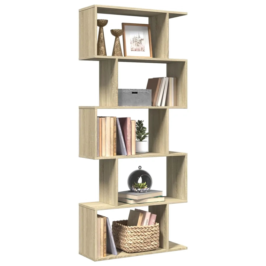 Libreria Divisorio 5 Ripiani Sonoma 70x24x161 cm in Truciolato 858095