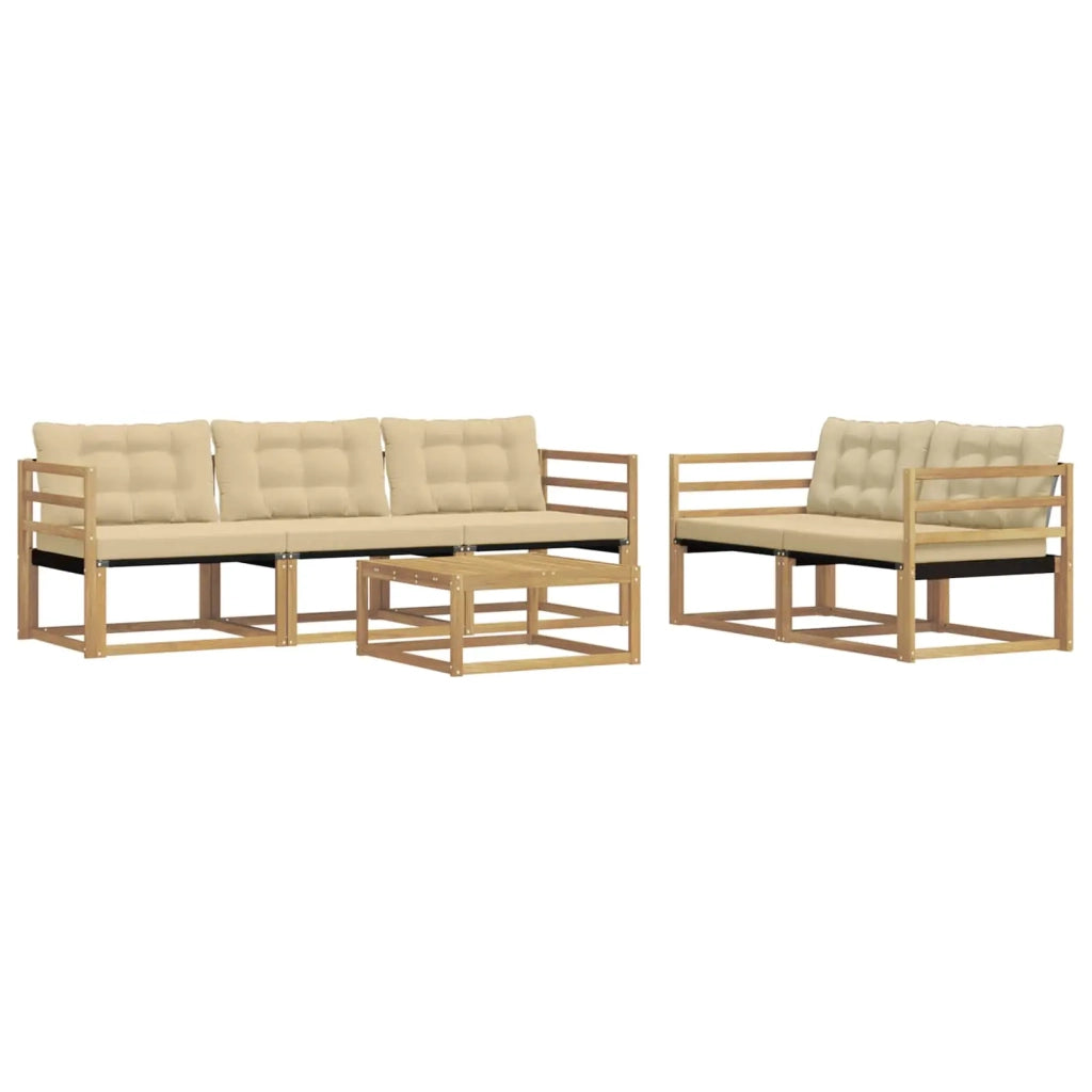 Set di divani da esterno 6 pz Bianco e Beige 3388411