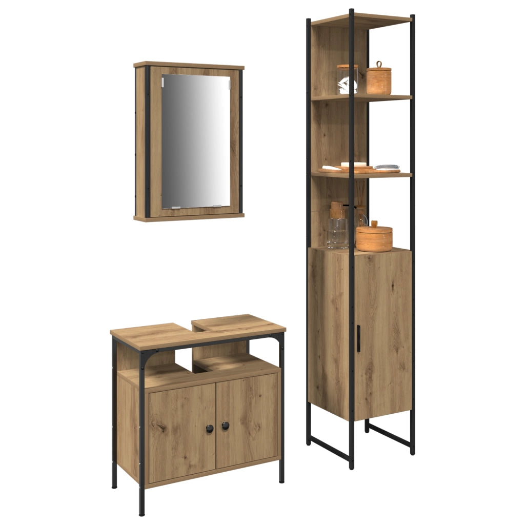 Set trucco 3 pezzi  in legno ingegnerizzato rovere marrone