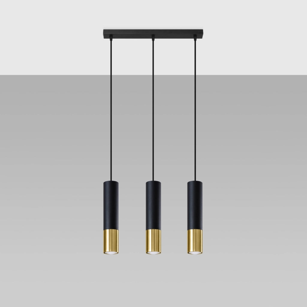 Lampada a sospensione moderna LOOPEZ in acciaio nero oro con attacco LED GU10 3x