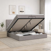 Letto ottomano con materasso Tortora 200 x 200 cm Tessuto 3456438