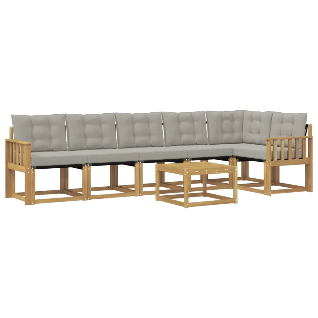 Set di divani da esterno 7 pz Bianco e Grigio Chiaro 3389545