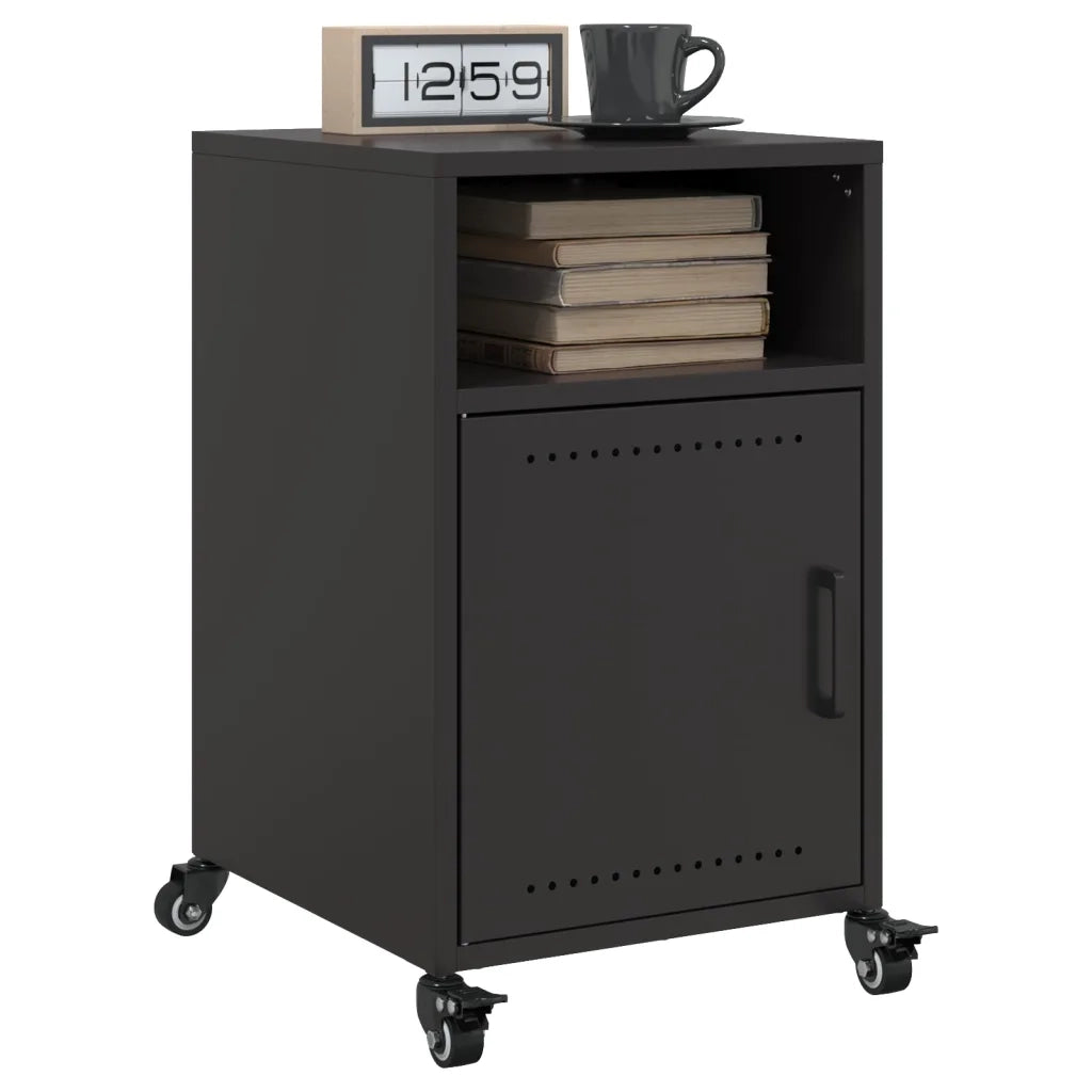 Set di 2 Comodini | Armadio da Notte | Mobiletto da notte Neri 36x39x59 cm in Acciaio