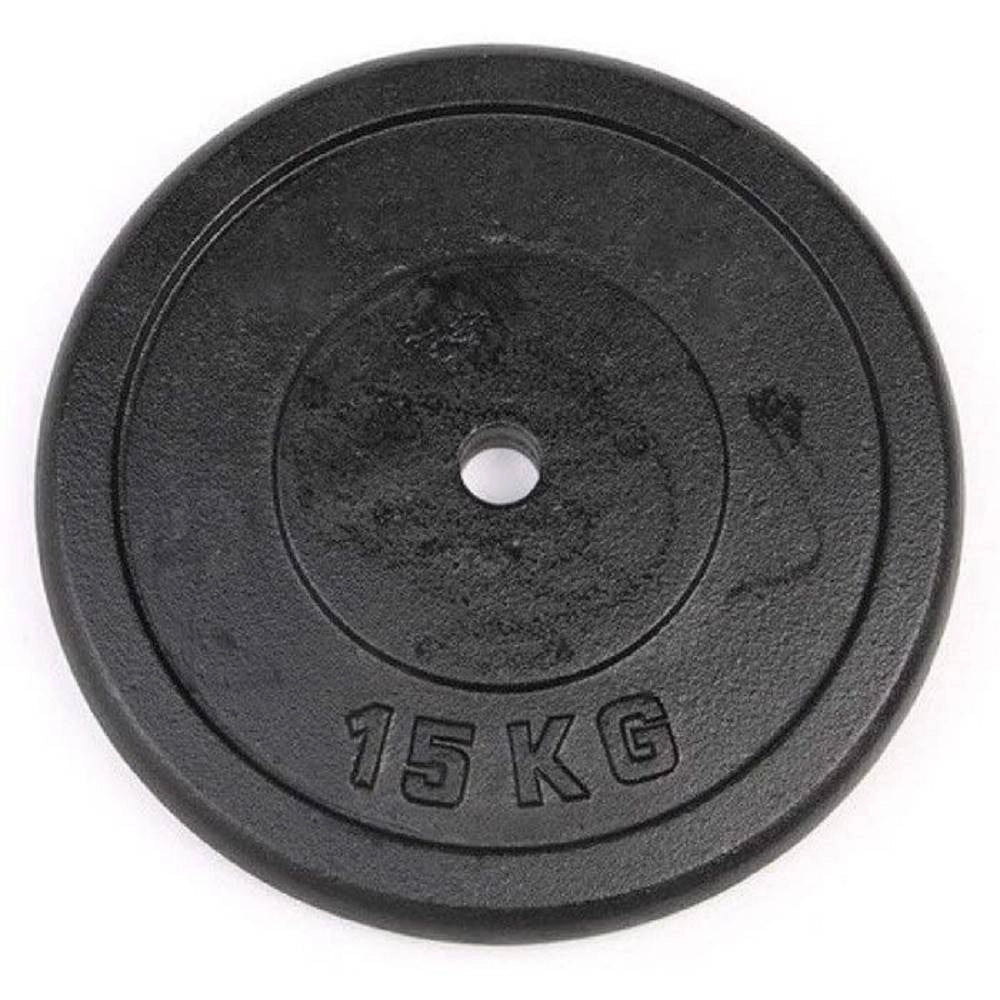 Trade Shop - Disco Per Manubri Pesi Piastre Bilanciere Ghisa Foro 25mm Da 15kg Dischi Fitness -